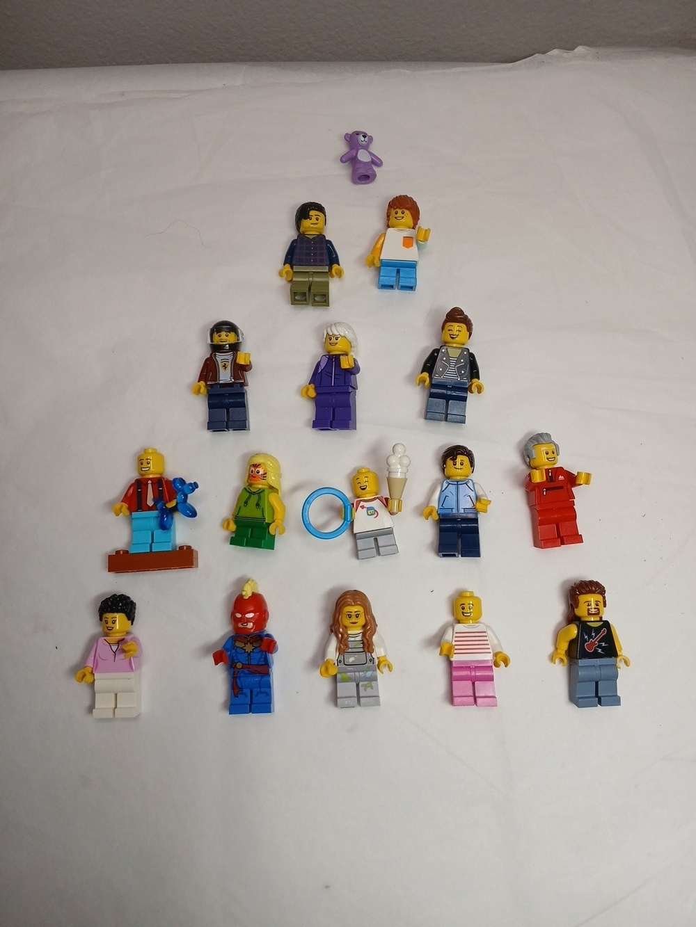 Lego Minifigure Assortment with Purple Bear and Multicolor Figures